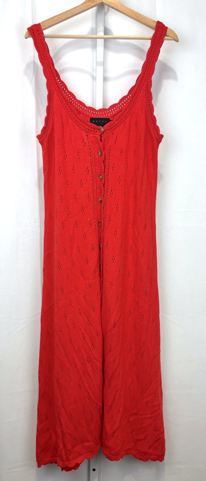 Hatch Eloise Pointelle Nursing Tank Dress Sleeveless Button Up Knit Coral Sz 3 L